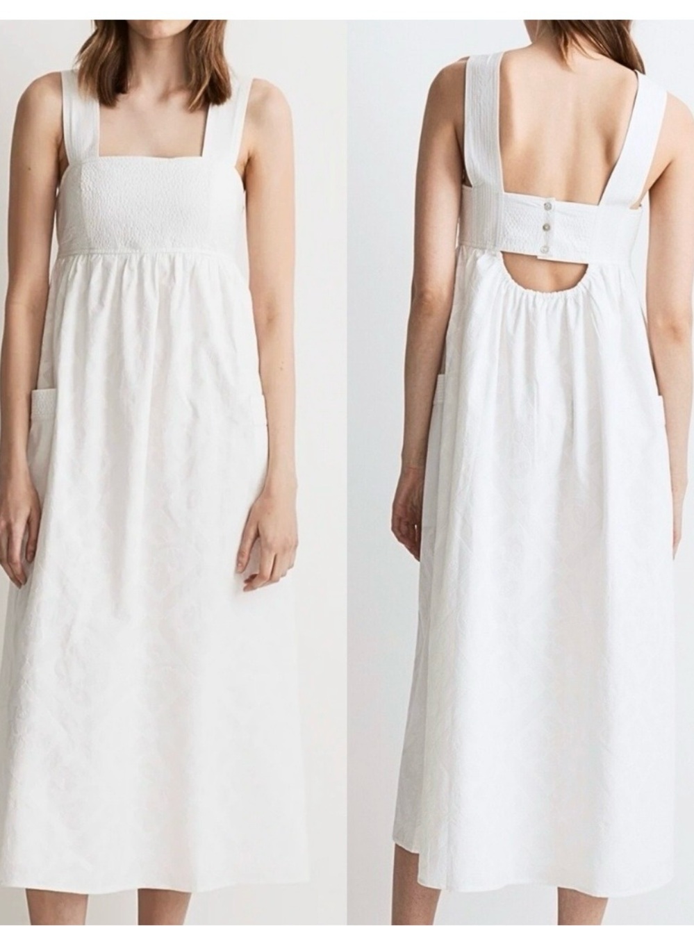 Madewell women’s white, embroidered sundress.  Mid- calf length.  Size 14.